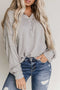 Waffle Patchwork Dolman Sleeve Henley Top